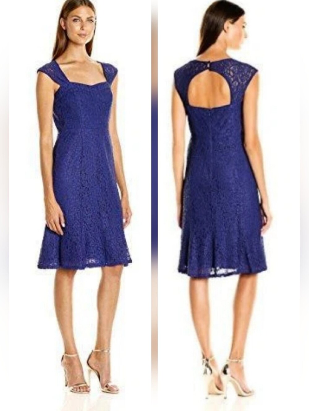 Adrianna Papell Marchesa Lace Apliqué Wedding Bridesmaid Career Dress Sz 6
